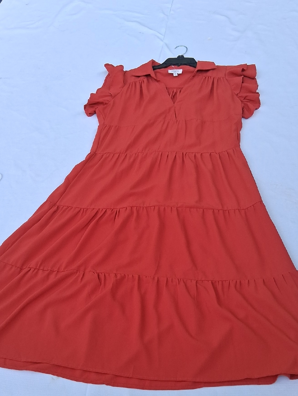 Umgee Coral Tiered Maxi‎ Dress with Ruffle Cap Sleeves